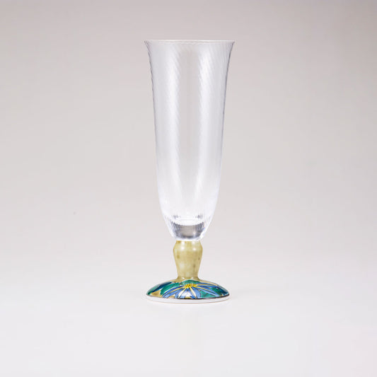 Kutani Japanese Beer Glass / Clematis / Diagonal