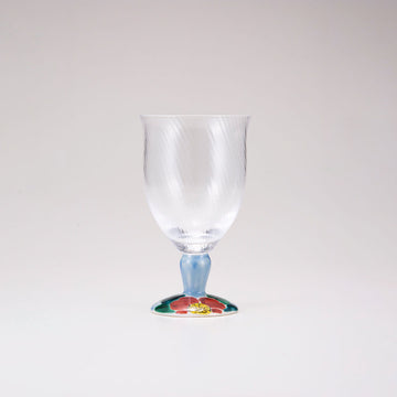 Kutani verre japonais / camélia bleu sasanqua / diagonale