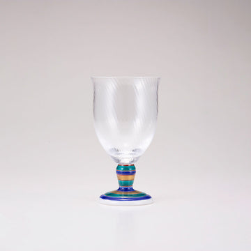 Kutani Japanese Glass / Blue Spinning Top / Diagonal