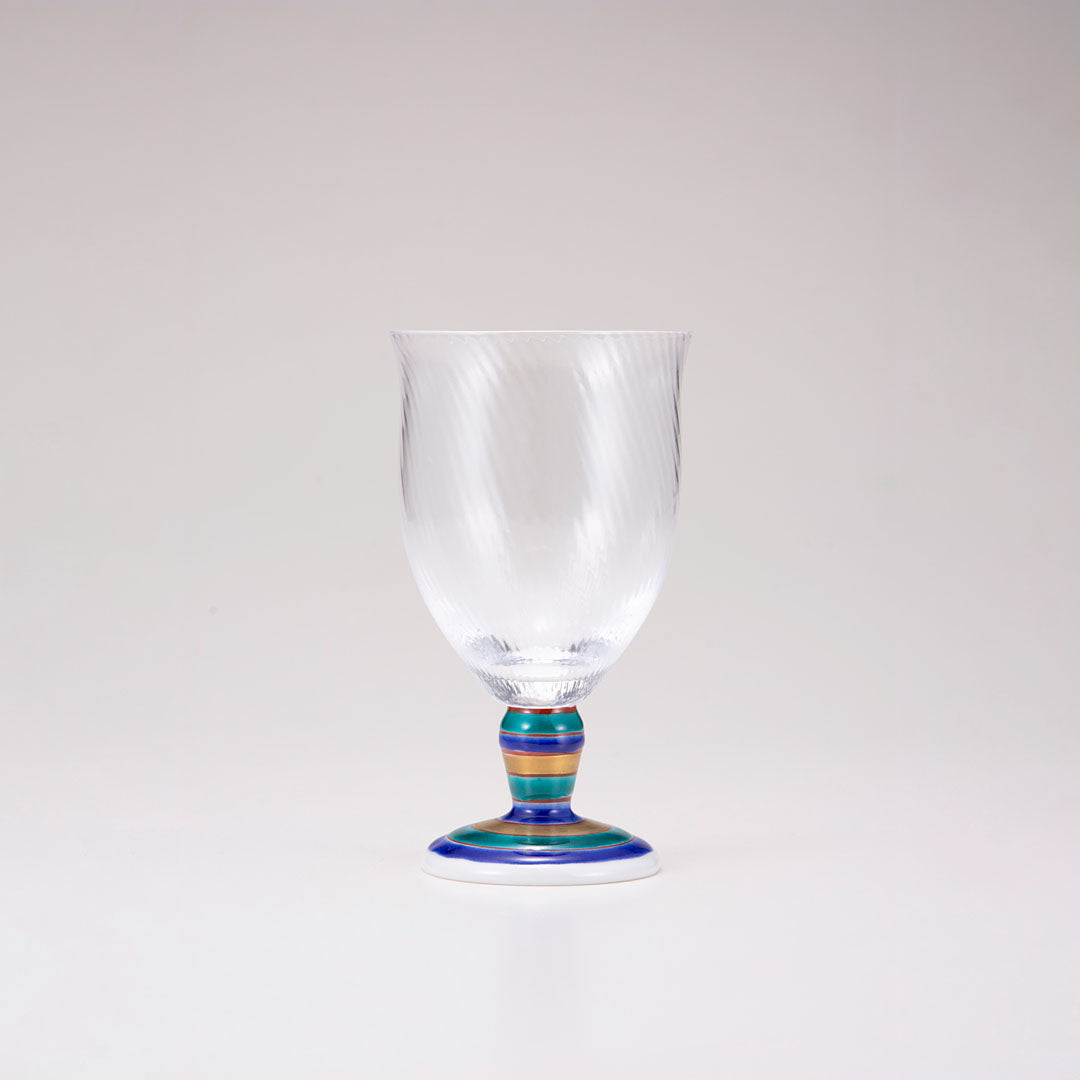 Kutani Japanese Glass / Blue Spinning Top / Diagonal