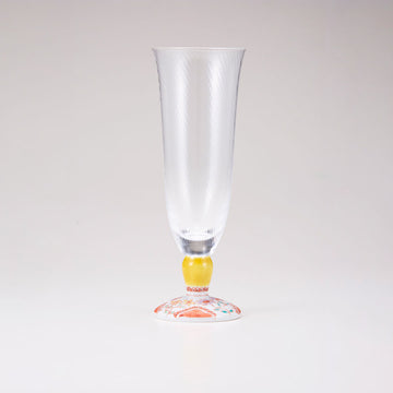 Kutani Japanese Beer Glass / Flower / Diagonal