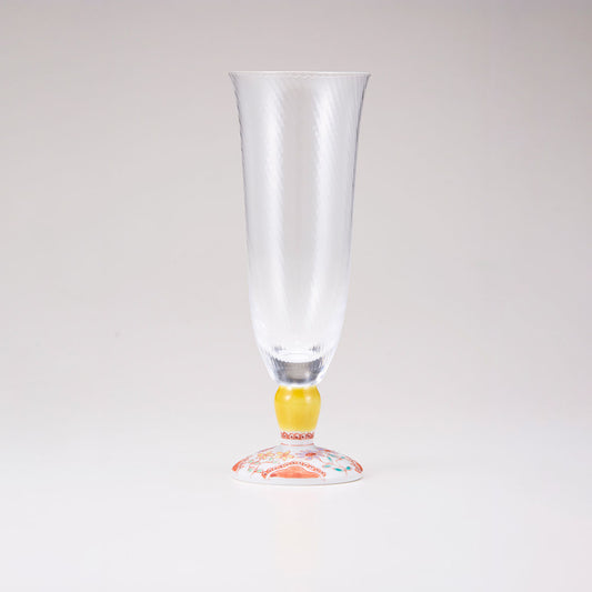 Kutani Japanese Beer Glass / Flower / Diagonal