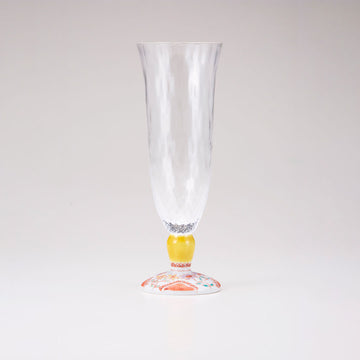 Kutani Japanese Beer Glass / Flower / Plaid