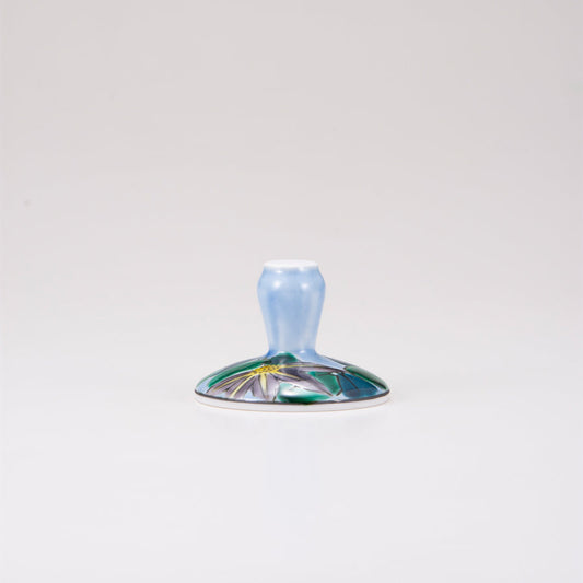 Kutani Japanese Bire Glass / Blue Clematis / Plaid