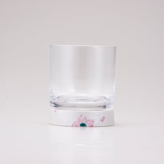 Kutani Japanese Rock Glass / Silver Cherry Blossom