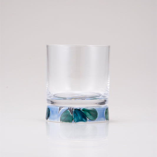 Kutani Japanese Rocks Glass / Blue Clematis