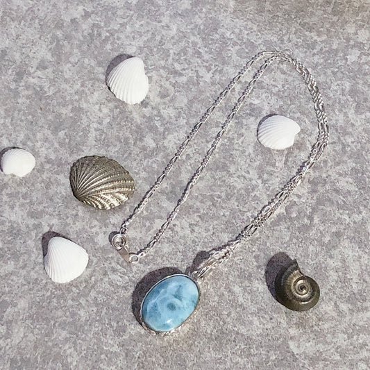 Healing Stone Necklace / Larimar Dolphin
