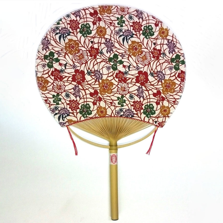 Yuzen uchiwa / fleur et herbes / grand