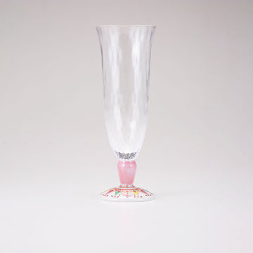 Kutani Japanese Beer Glass / Flower Bud / Plaid