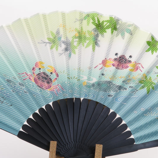 Kaga Yuzen Japanese Folding Fan / Fresh Water Crab