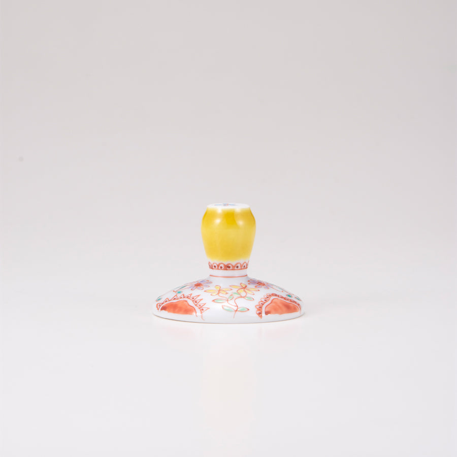 Kutani Japanese Beer Glass / Flower / Plaid