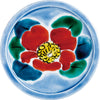 Kutani Japanese Rock Glass / Blue Camellia Sasanqua