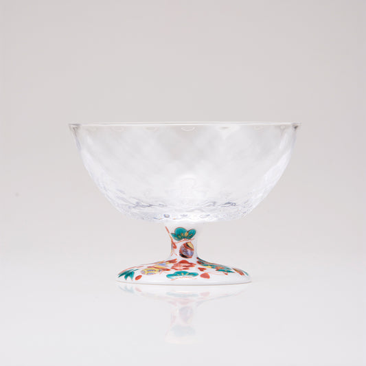 Kutani Japanese Postre Glass / Treasure / Plaid