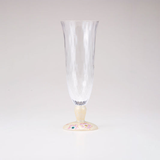 Kutani giapponese in vetro di birra / fiore di ciliegia argento / plaid
