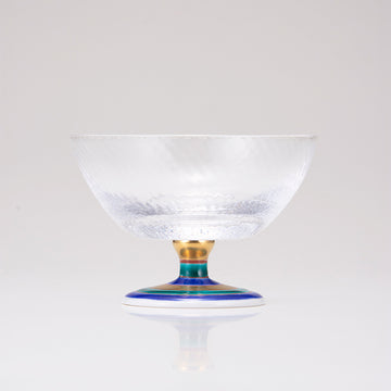 Kutani Japanese Postre Glass / Blue Spinning Top / Diagonal