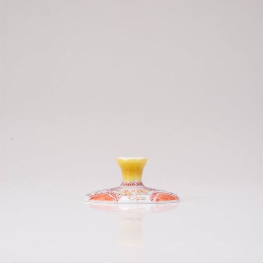 Kutani Japanese Dessert Glass / Flower / Plaid