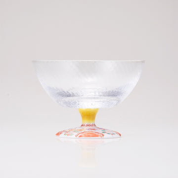 Kutani Japanese Dessert Glass / Flower / Diagonal