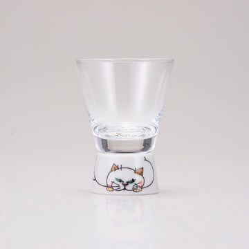 Kutani Japanese Shot Glass /  Cat Holiday