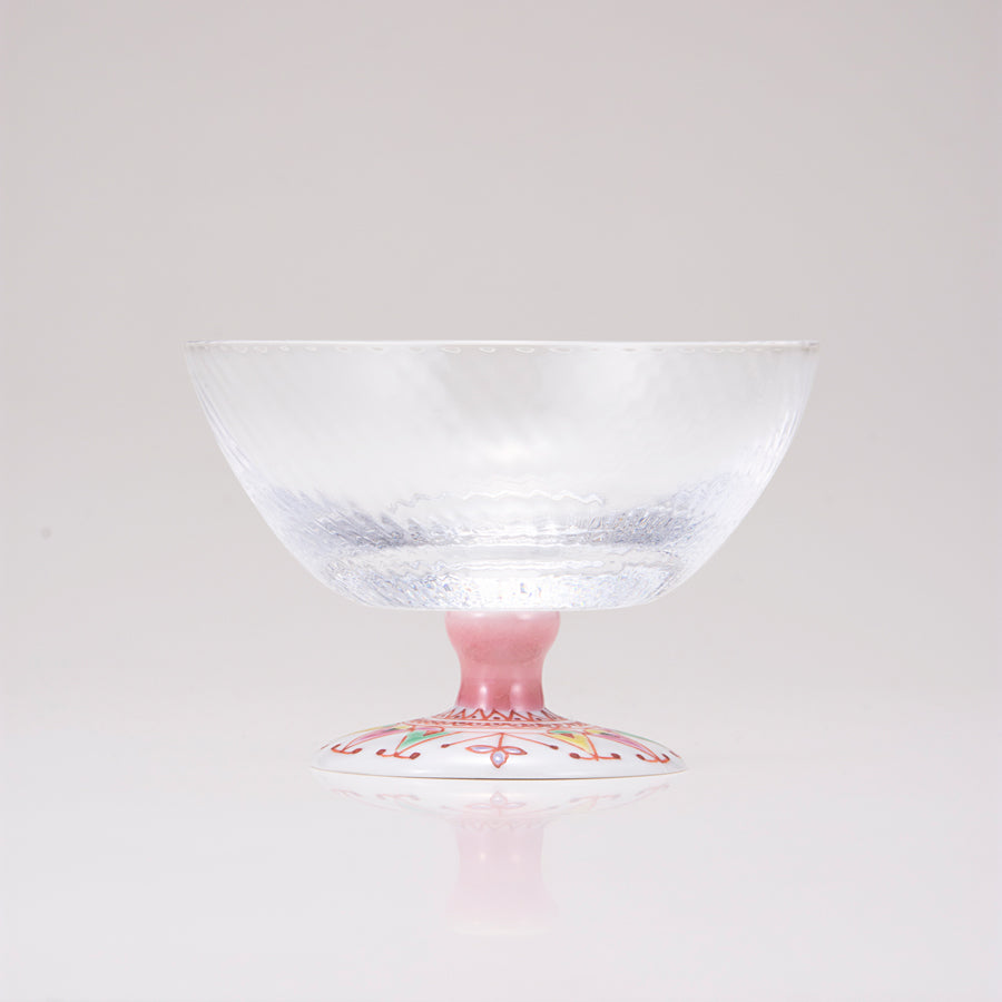 Kutani Japanese Dessert Glass Flower Bud Diagonal Suigenkyo Online Store