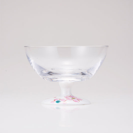 Kutani Japanese Dessert Glass / Silver Cherry Blossom / Plain