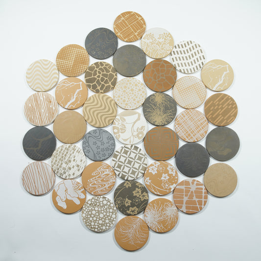 Silk Screen / Tile Coaster / Circle - ชุด 5 ชิ้น