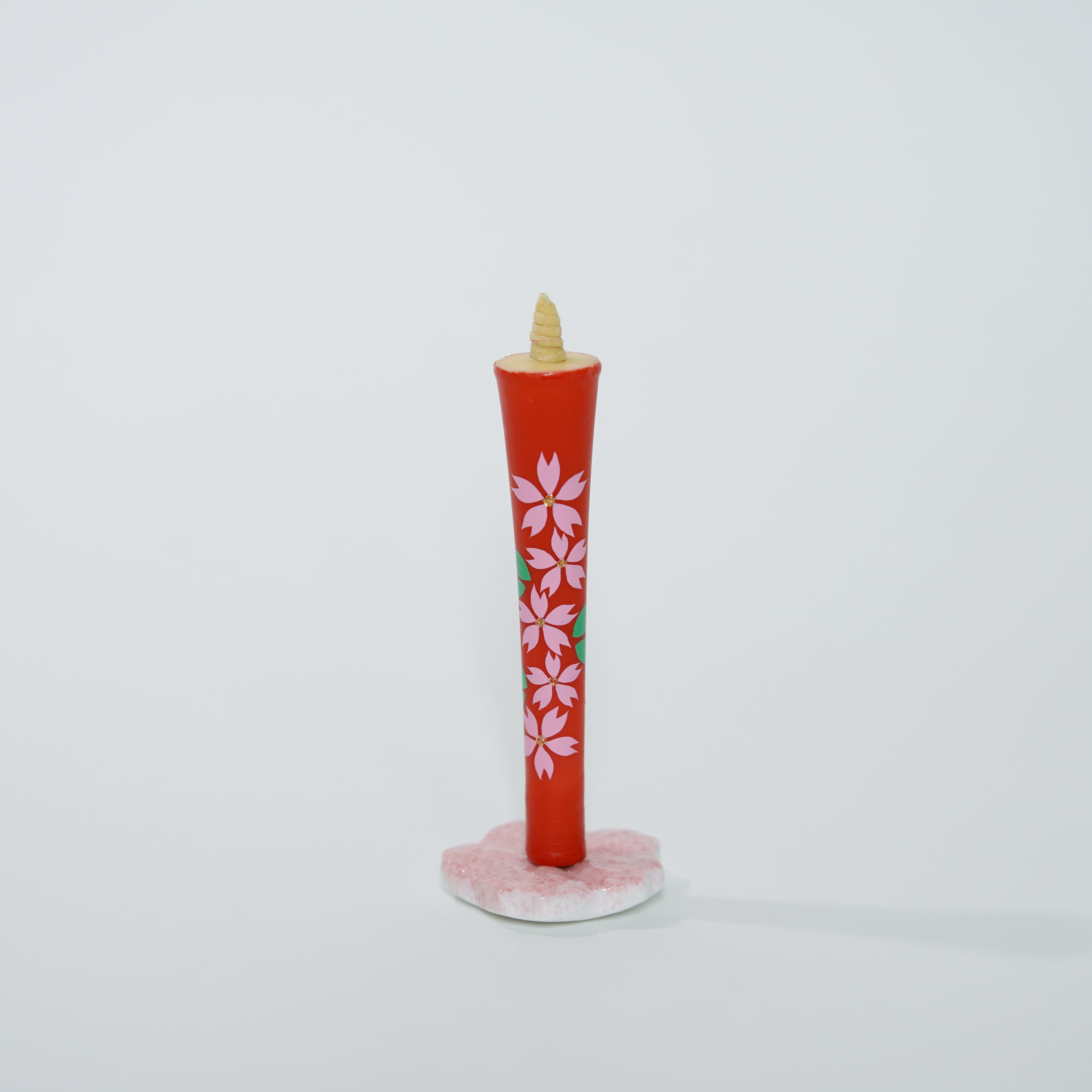 Candela dipinta a mano / 2 pezzi / fiore di ciliegia