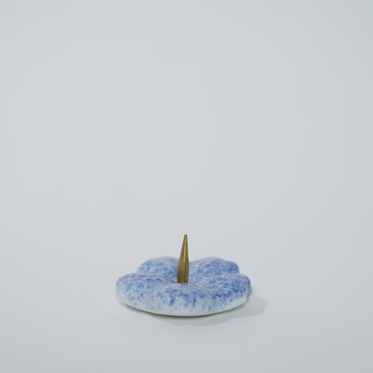 Porta della candela Kyo-Pottery / fiore di ciliegia / blu