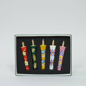 Hand painted candle / 5 pieces / Western flower