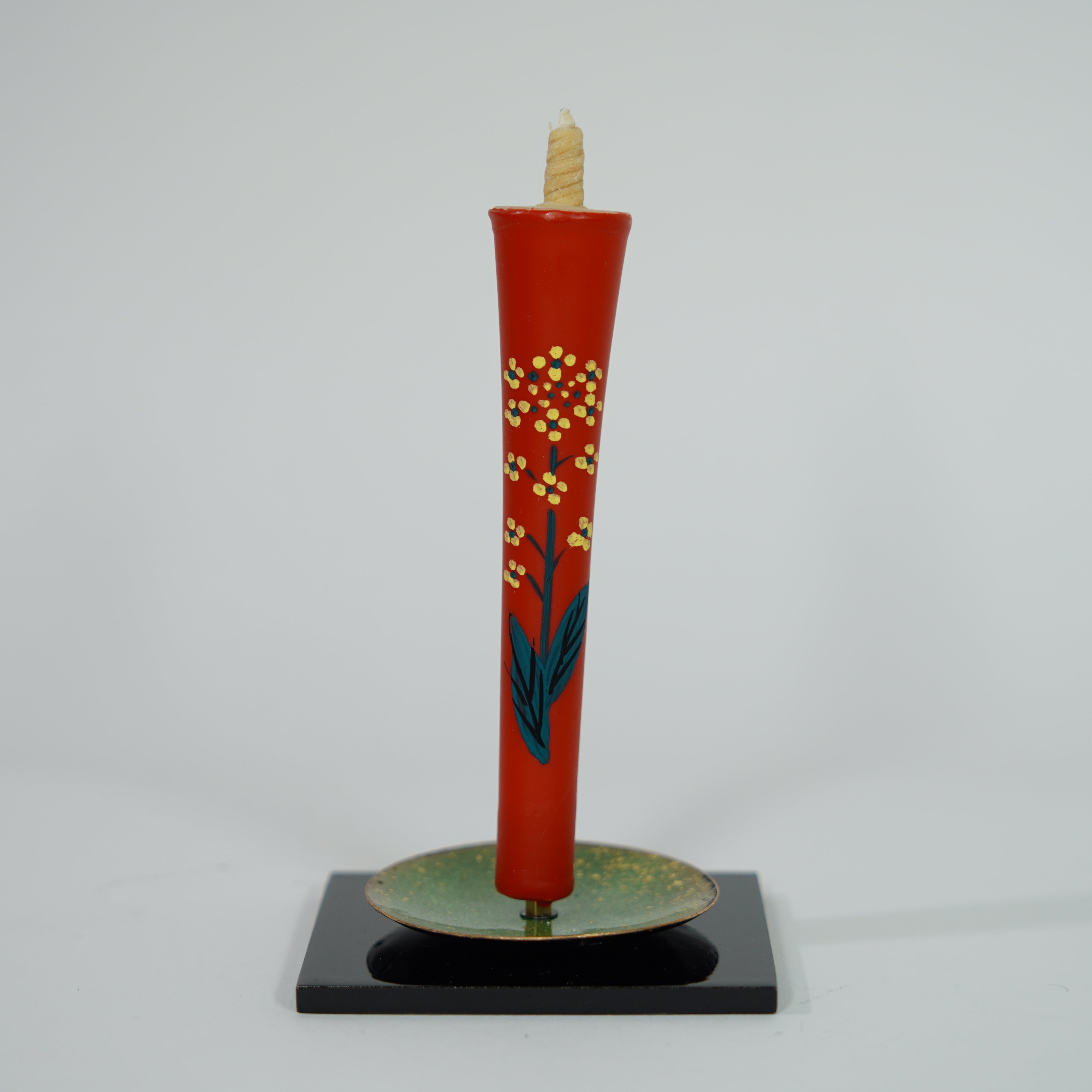Candela dipinta a mano / 2 pezzi / fiore di canola