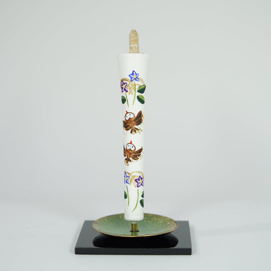 장미 향으로 손으로 그린 ​​양초 / 2 조각 / 올빼미와 나무 참새