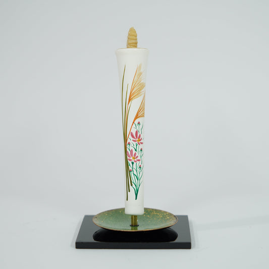 Hand painted candle / 2 pieces / Miscanthus sinensis