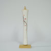 Bougie peinte à la main avec bougeoir en bambou / 1 morceau / fleur de cerisier / blanc
