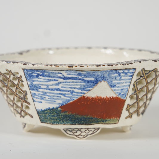 Bonsai Pot with Fuji's Figure Throughlays
