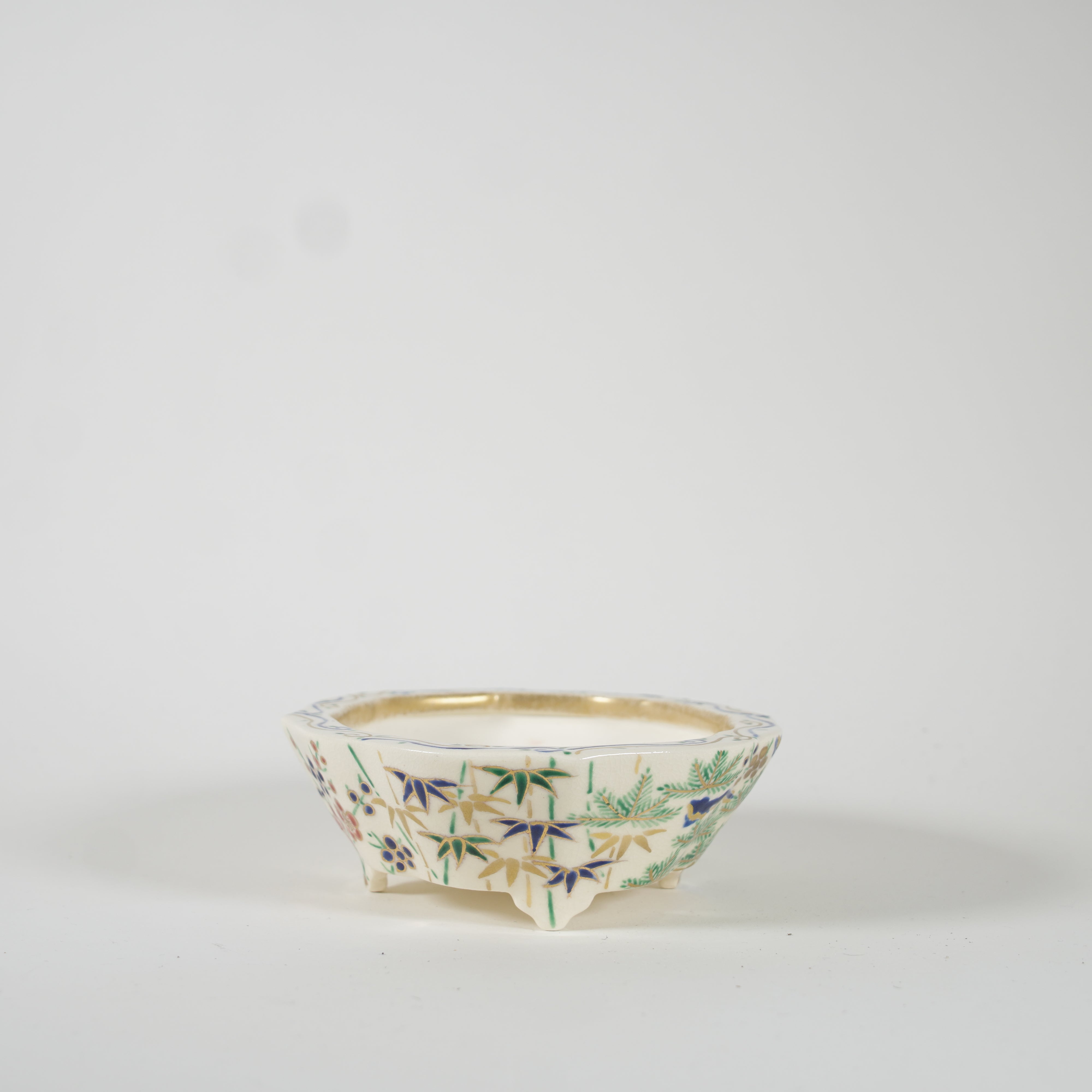 Bonsai Pot / Iroe Enamel / Pine, Bamboo & Plum