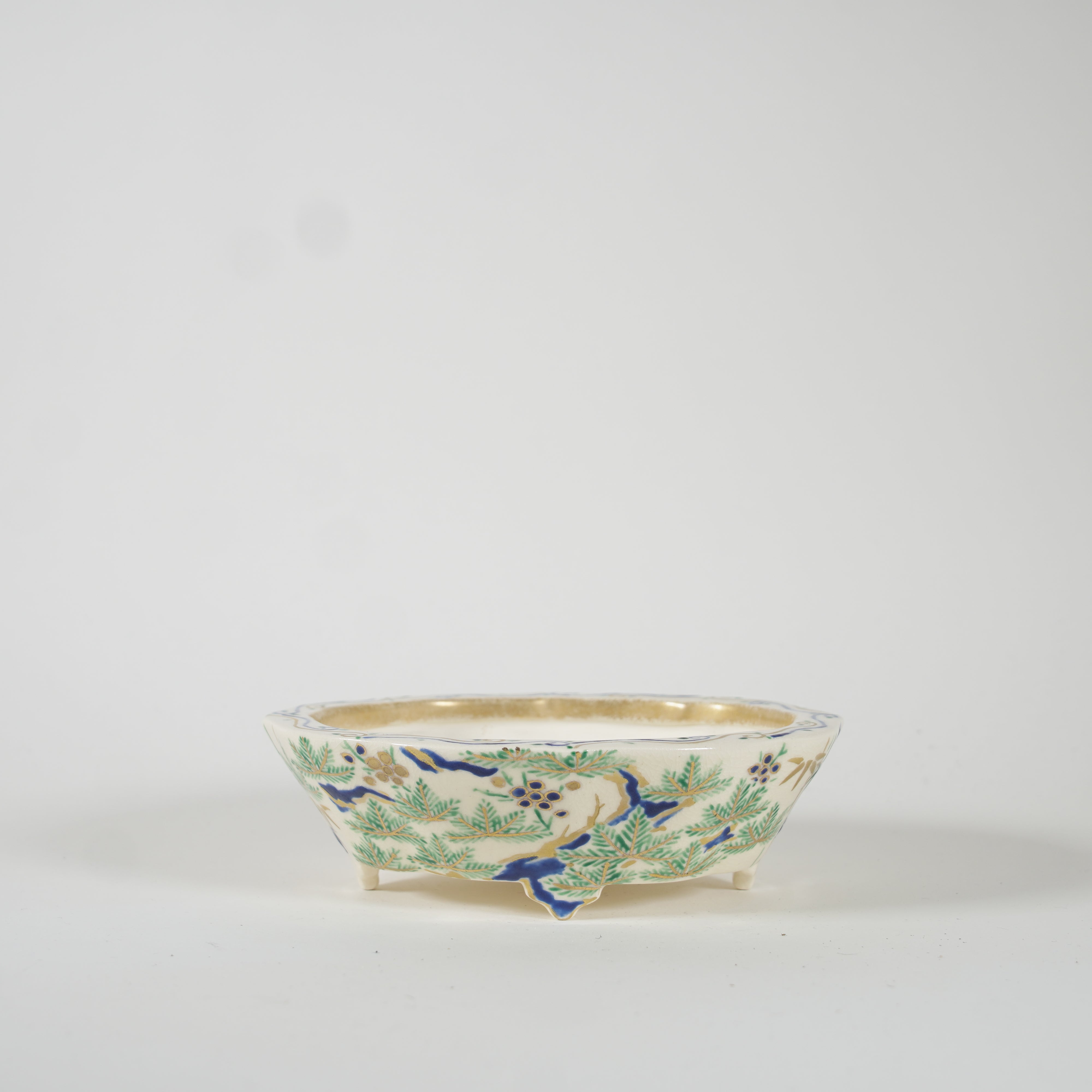 Bonsai Pot / Iroe Enamel / Pine, Bamboo & Plum