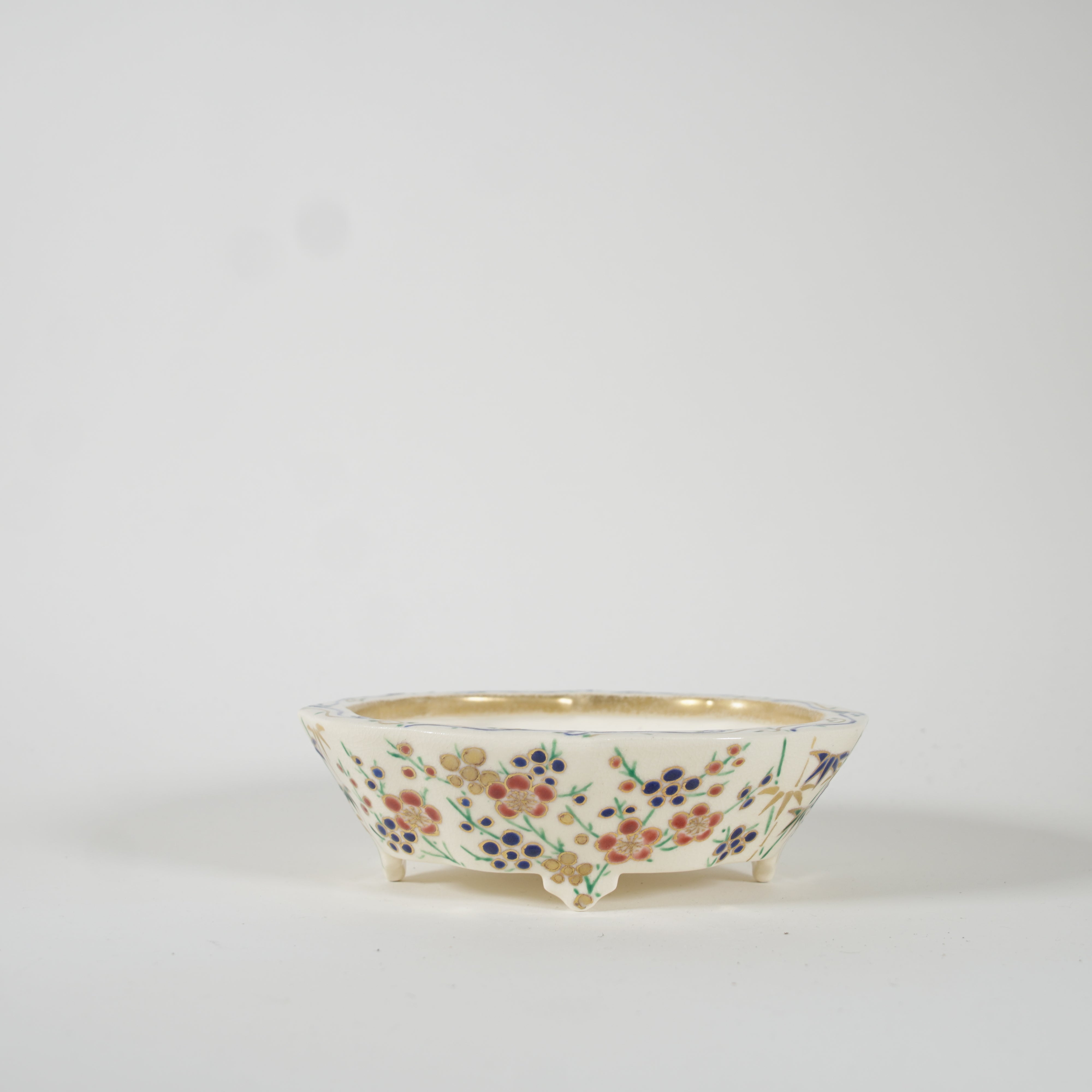 Bonsai Pot / Iroe Enamel / Pine, Bamboo & Plum