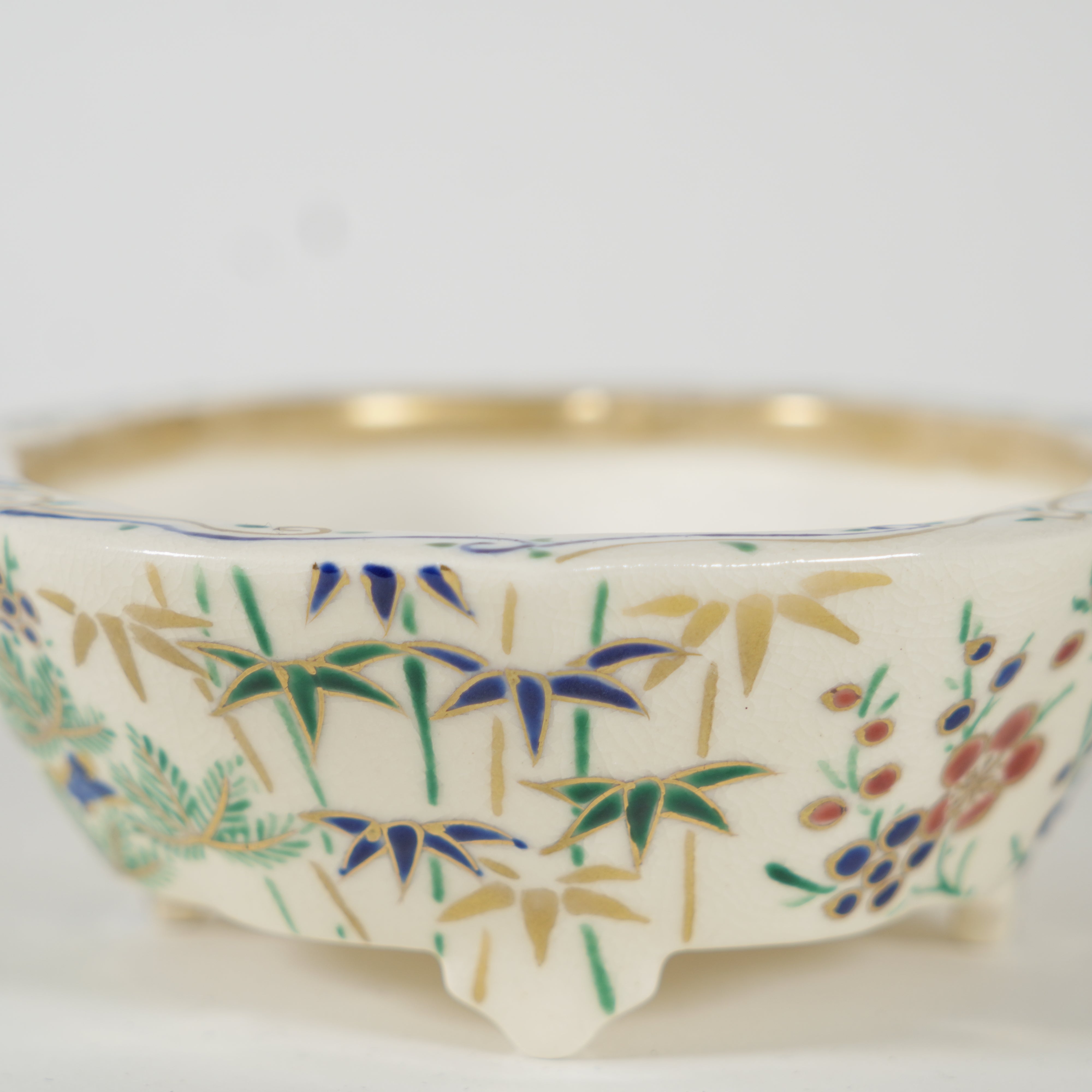Bonsai Pot / Iroe Enamel / Pine, Bamboo & Plum