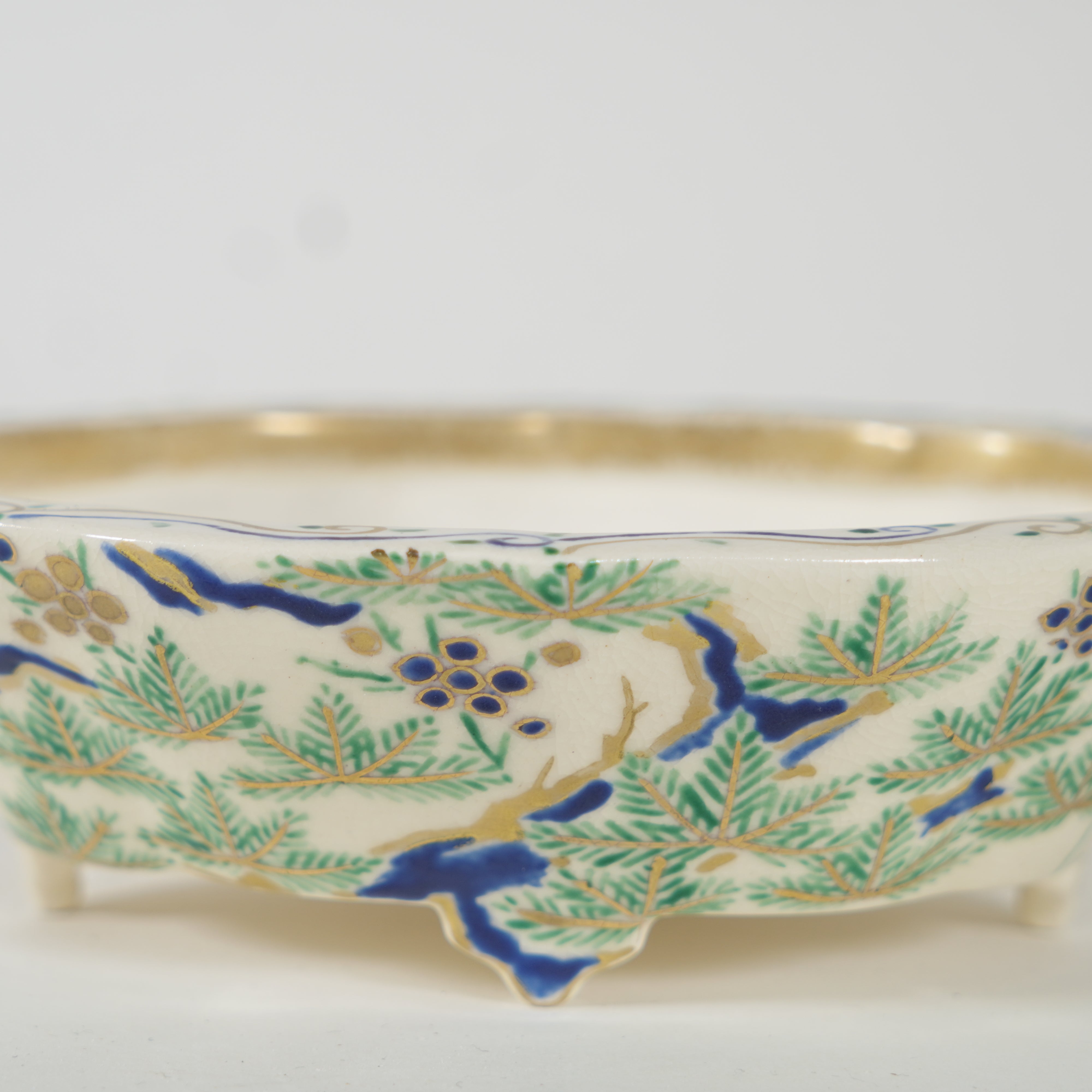 Bonsai Pot / Iroe Enamel / Pine, Bamboo & Plum
