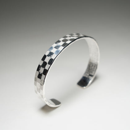 Silver Bangle / Sterling Silver / Ichimatsu & Heart Sutra / Large