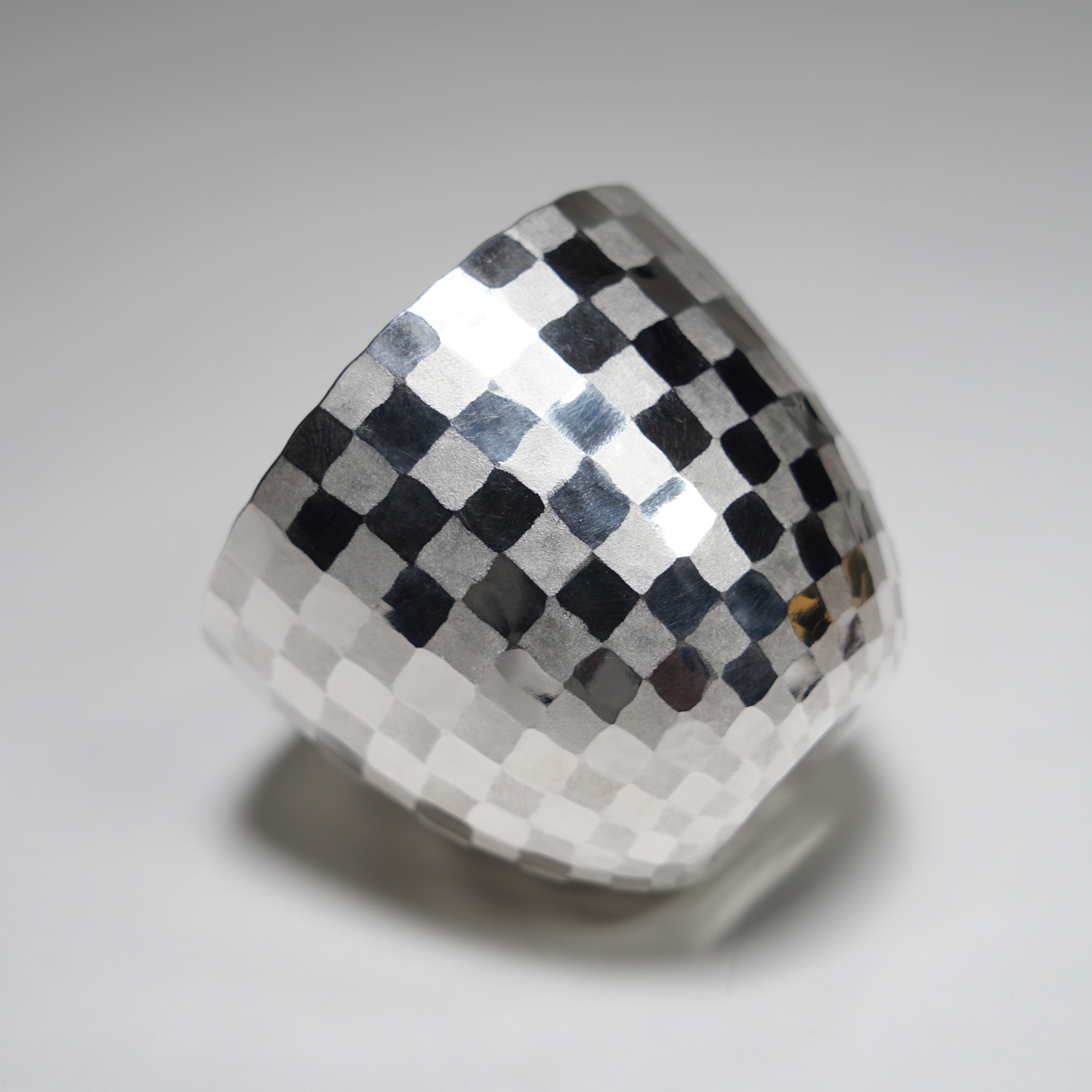 Silver Sake Cup / Sterling Silver / Ichimatsu Checkered