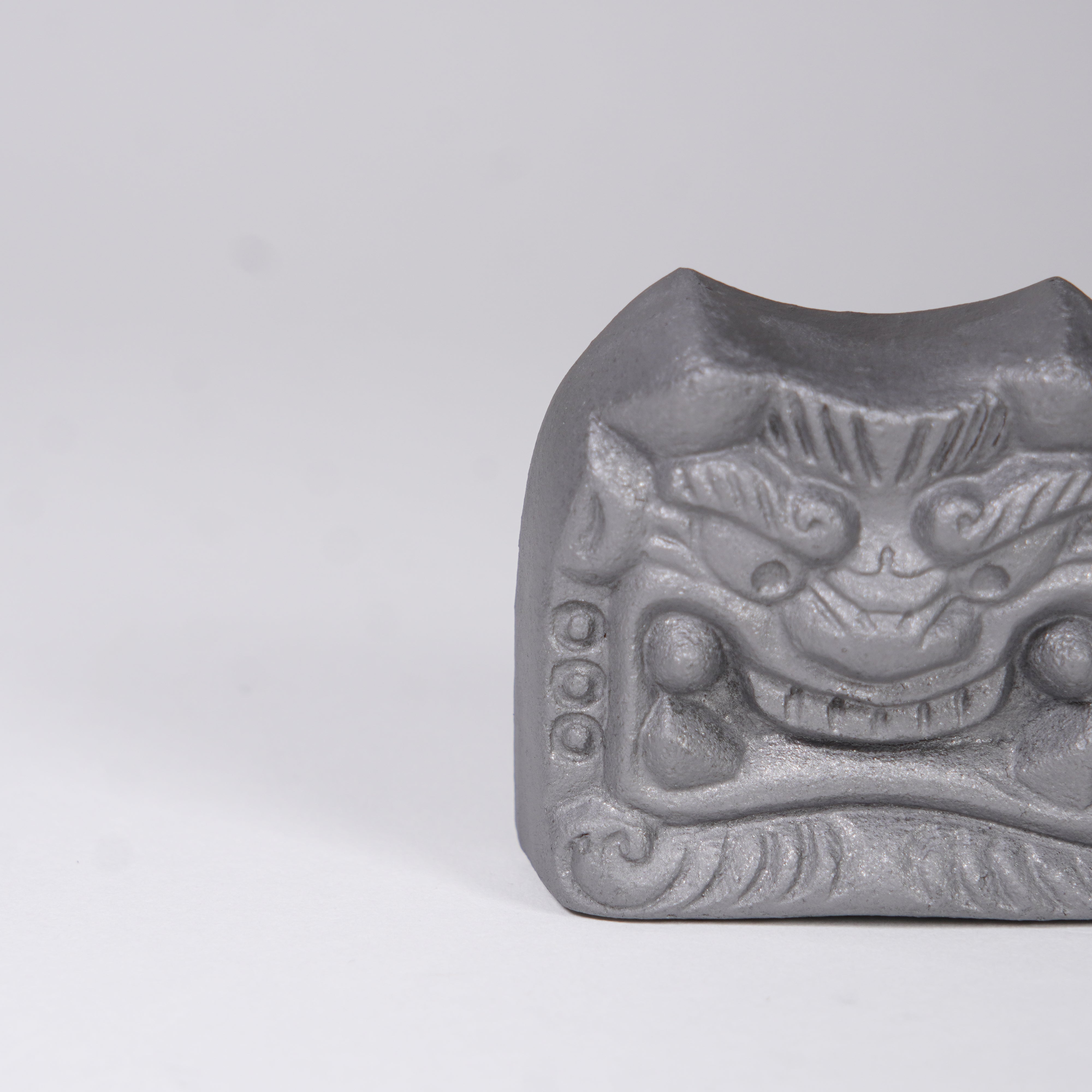 Paperweight / Onigawara Ogre Tile / Smoked Silver