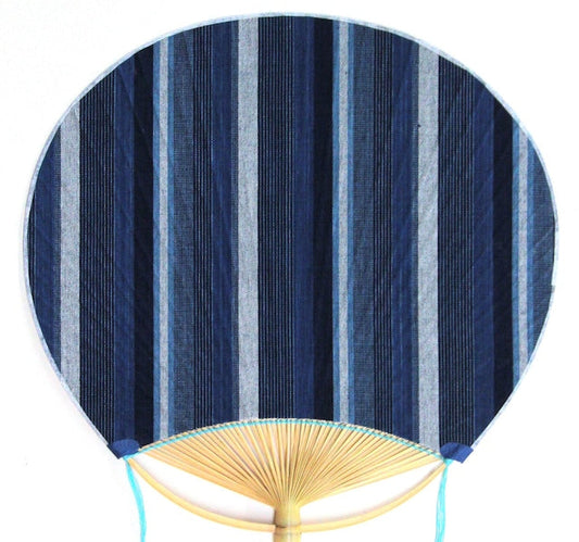 Cotton Uchiwa / Blue Stripes / Large