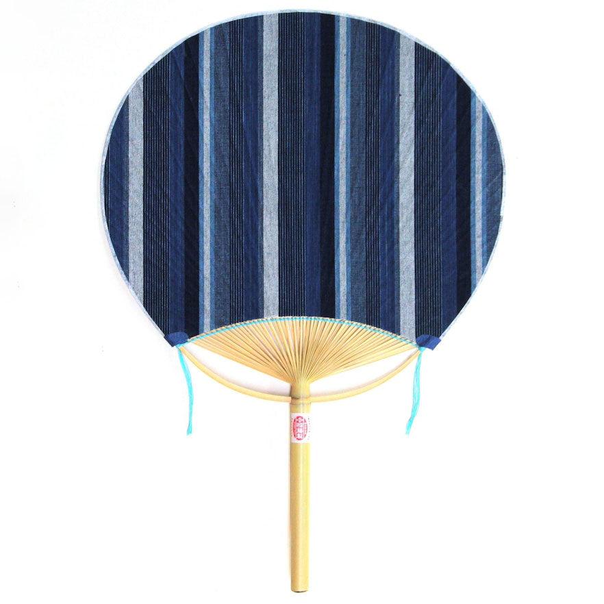 Coton uchiwa / bandes bleues / grand