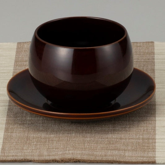 Lacquered Cup & Saucer / Umber