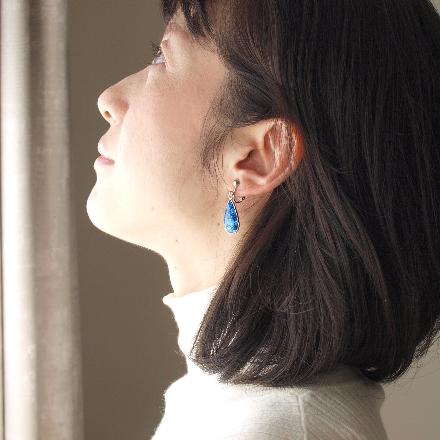 Earrings / Owari Cloisonne / Teardrop / Suke (Translucent)