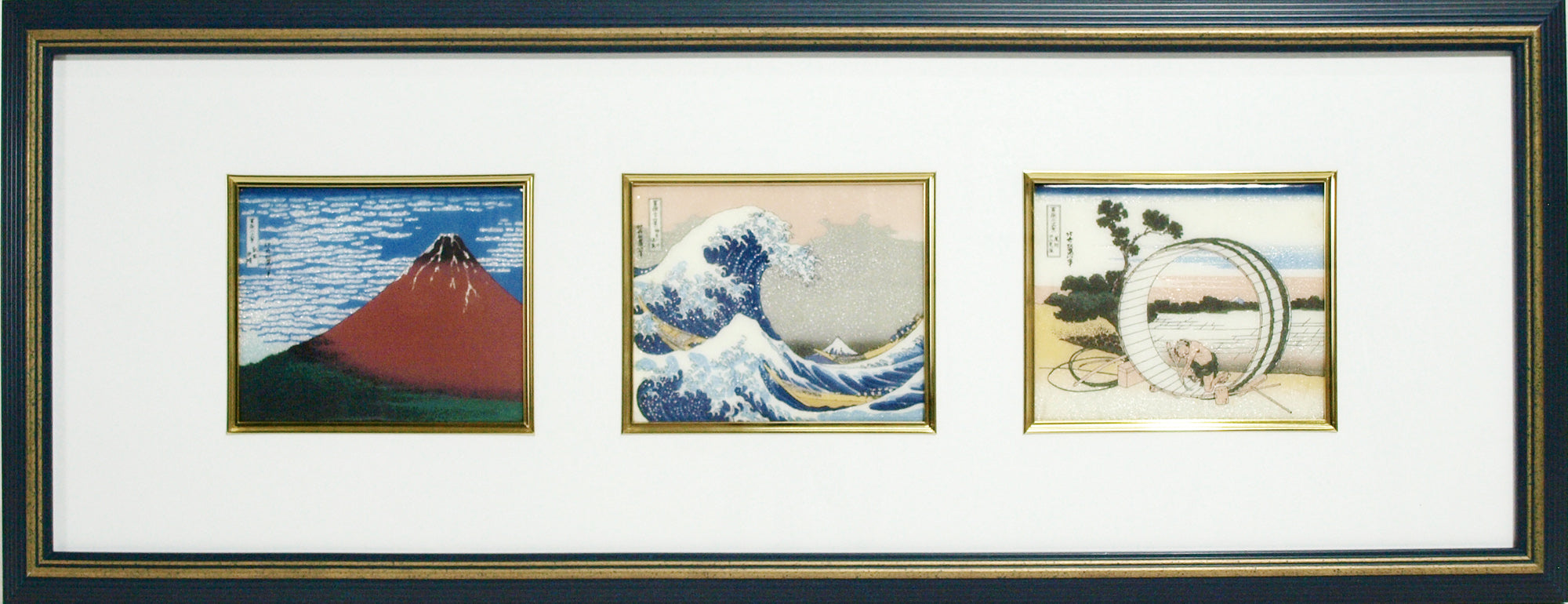 Cloisonne Katsushika Hokusai / 3 Stück Kunst