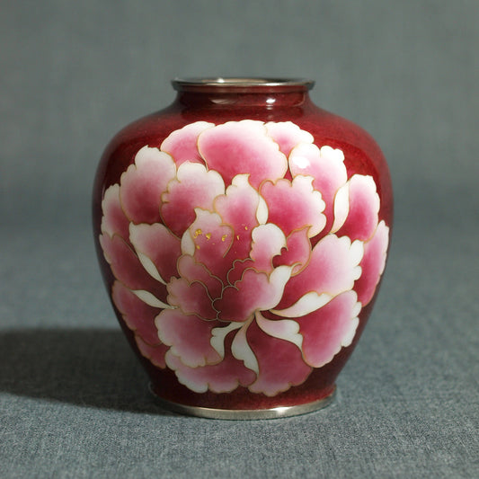 Round Vase / Peony / Red translucent