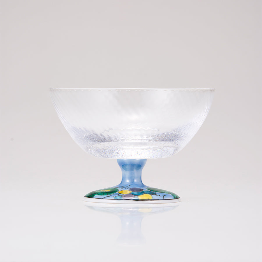 Kutani Japanese Dessert Verre / Grape bleu / Diagonale