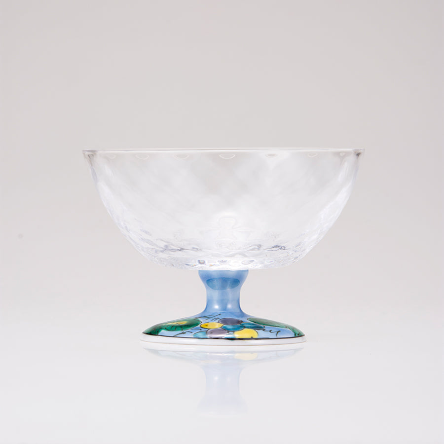 Kutani Japanese Dessert Glass / Blue Grape / Plaid