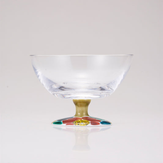 Kutani Japanese Postre Glass / Camellia Sasanqua / Plain